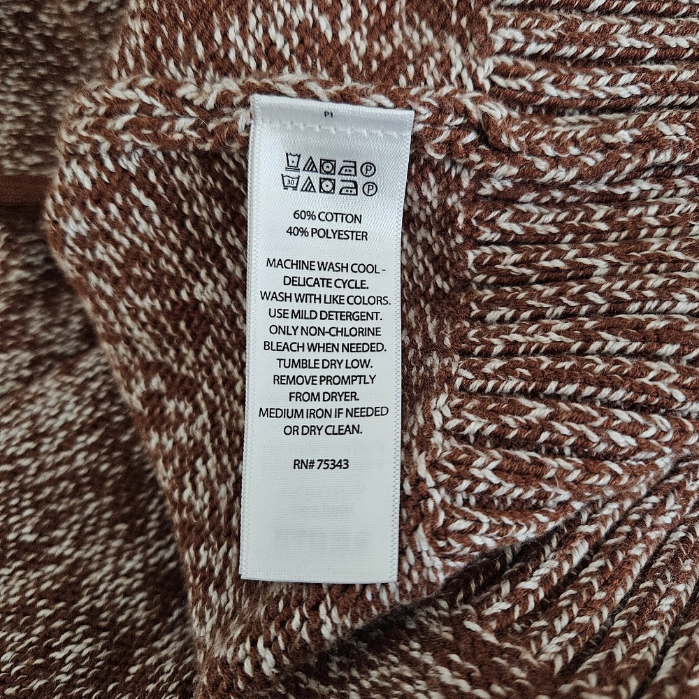 Tahari Hooded Open Front Marled Knit Sweater Cardigan with Pockets - Picture 9 of 11